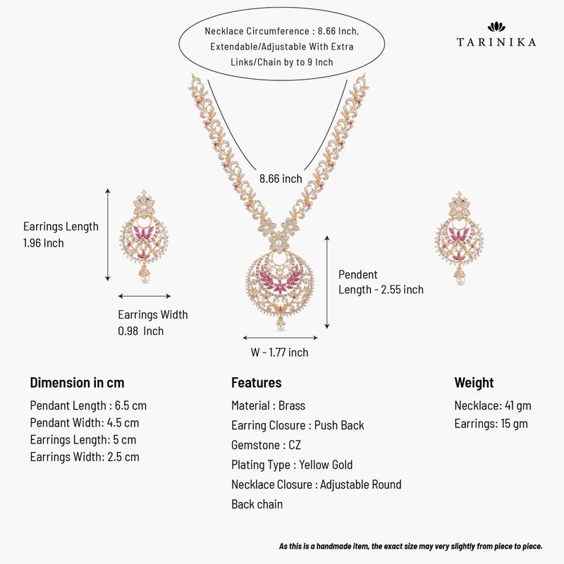 TARINIKA Gold Plated Brass Antique Nakshatra CZ Short Necklace Set with Earrings for Women Indian Jewelry Set Desi Necklace Pearl Fashion Jewelry Gift for Her (Tiah Nakshatra CZ) - Image 5